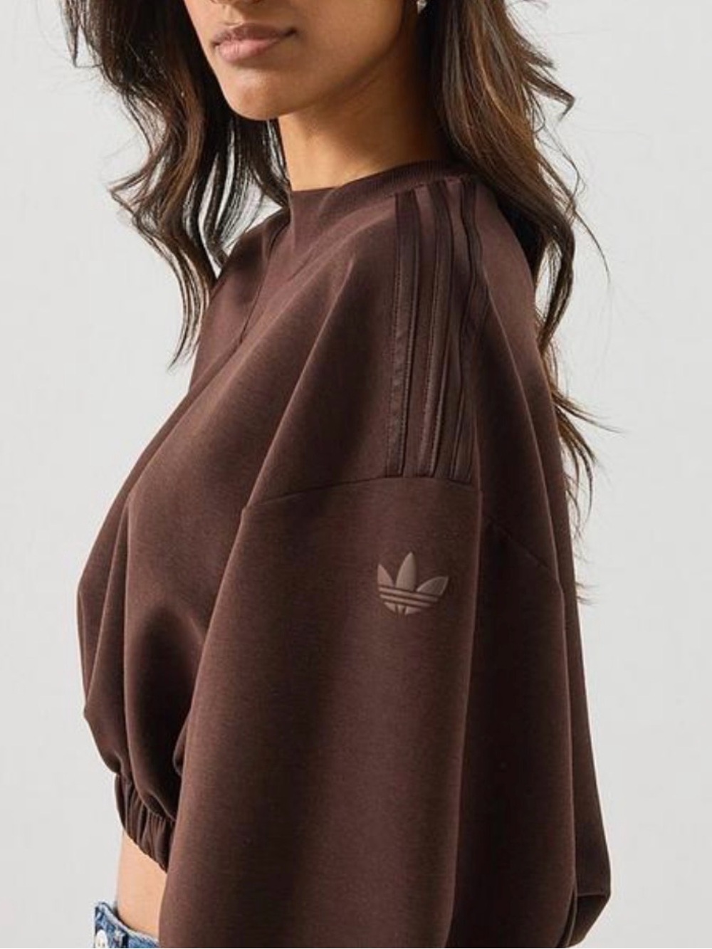 ✨Host pick✨ Women's Buttersoft Cropped Crew Neck Sweatshirt - Brown